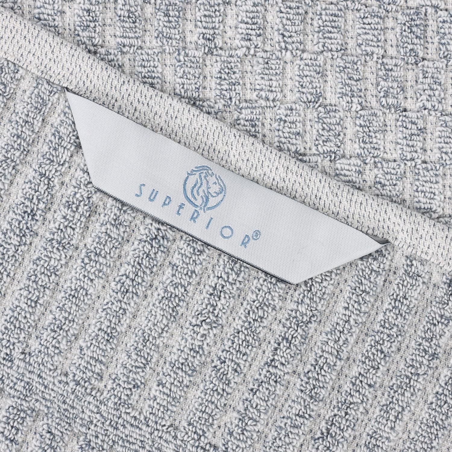 Superior Juno Viscose Cotton Blend Medium Weight Towels, for Bathroom, Shower, Spa, Plush, Quick Dry, Ultra-Soft Towels, Bath Essentials, Border Detail, Bath Towels, Set of 2, Denim Blue