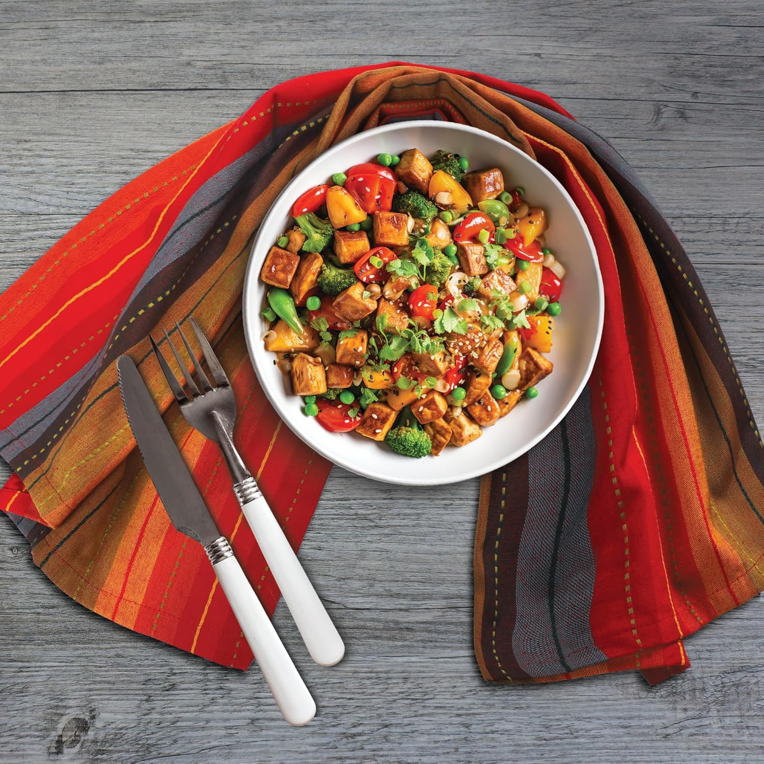 Urban Villa Kitchen Towels 100% Cotton Dish Towels for Kitchen (Set of 6) 20"x30" Highly Absorbent Kitchen Linen Set with Hanging Loop Dish Cloths Perfect for Drying Dishes Cleaning Towels - Red Multi - Image 2