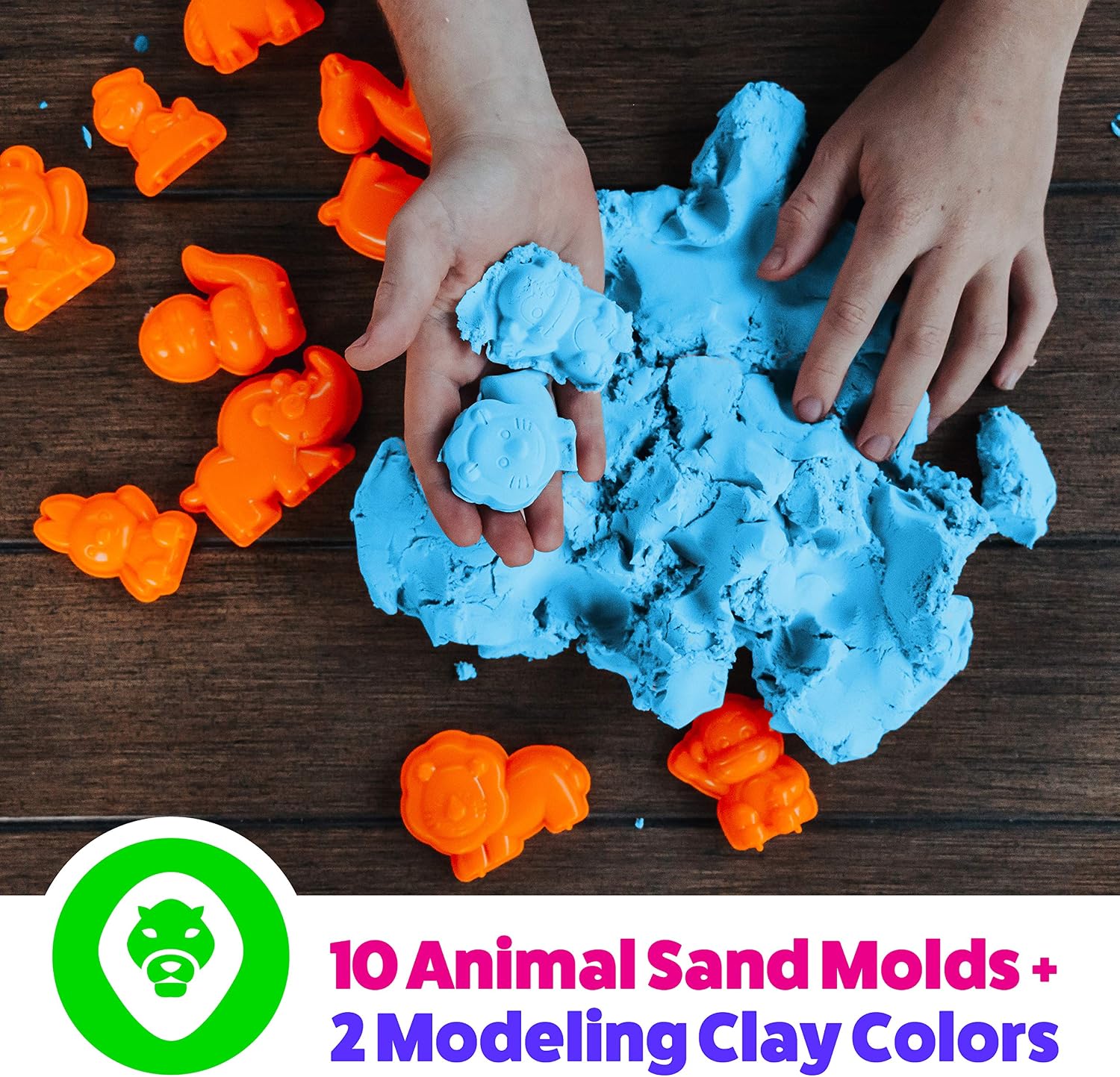 USA Toyz Moosh Fluffy Modeling Clay - Soft Foam Non Drying Clay w/ 10 Animal Molds (Blue/Yellow)