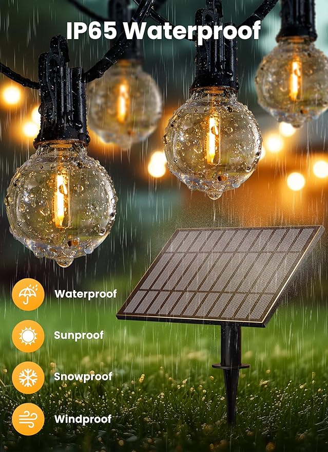 Brightown 108FT 52LED Luces Solares Exterior con Control Remoto miniatura 3