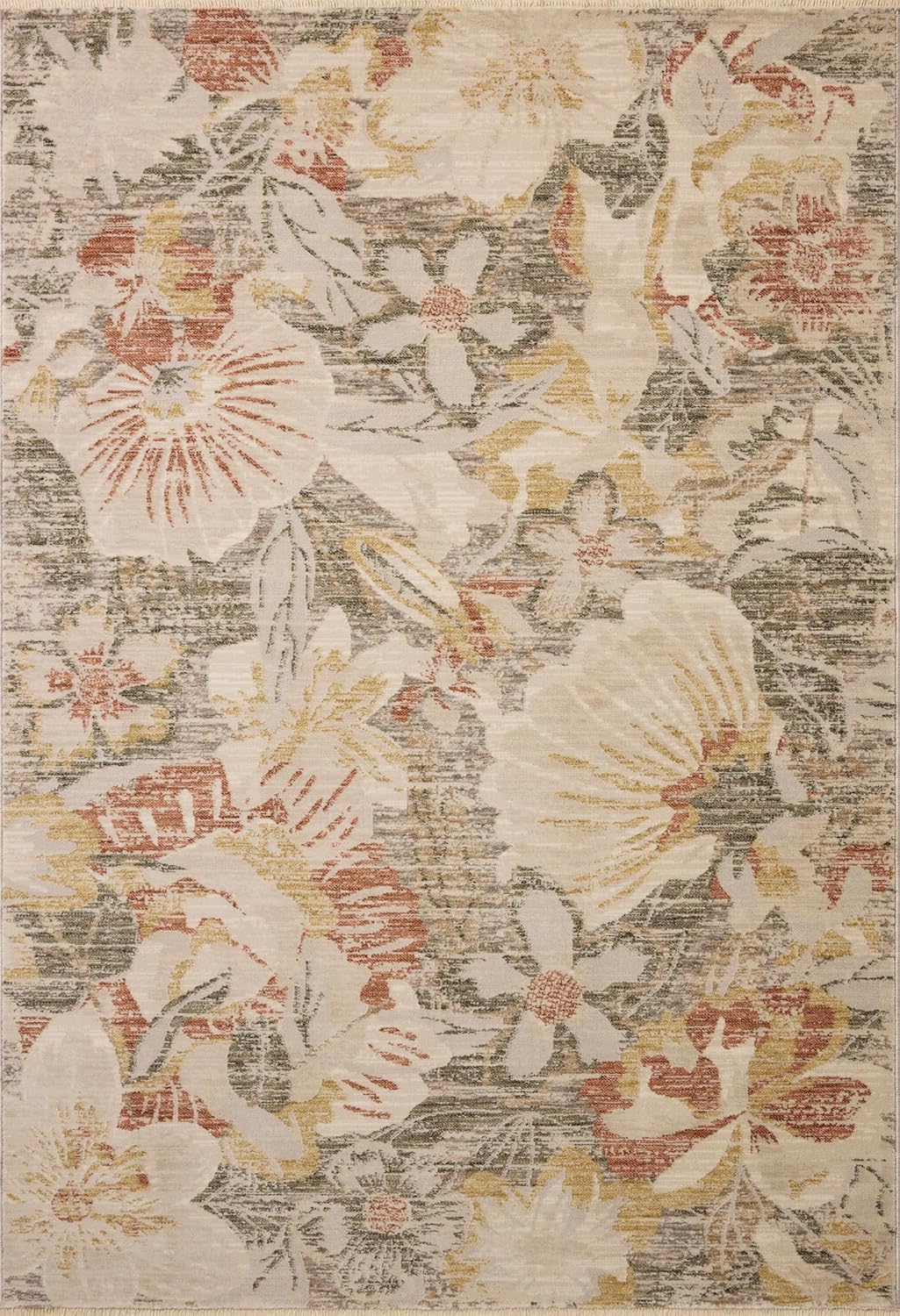 Loloi Eileen Collection ELE-01 Natural/Sunrise 6'-3" x 9'-6" Fringe Area Rug
