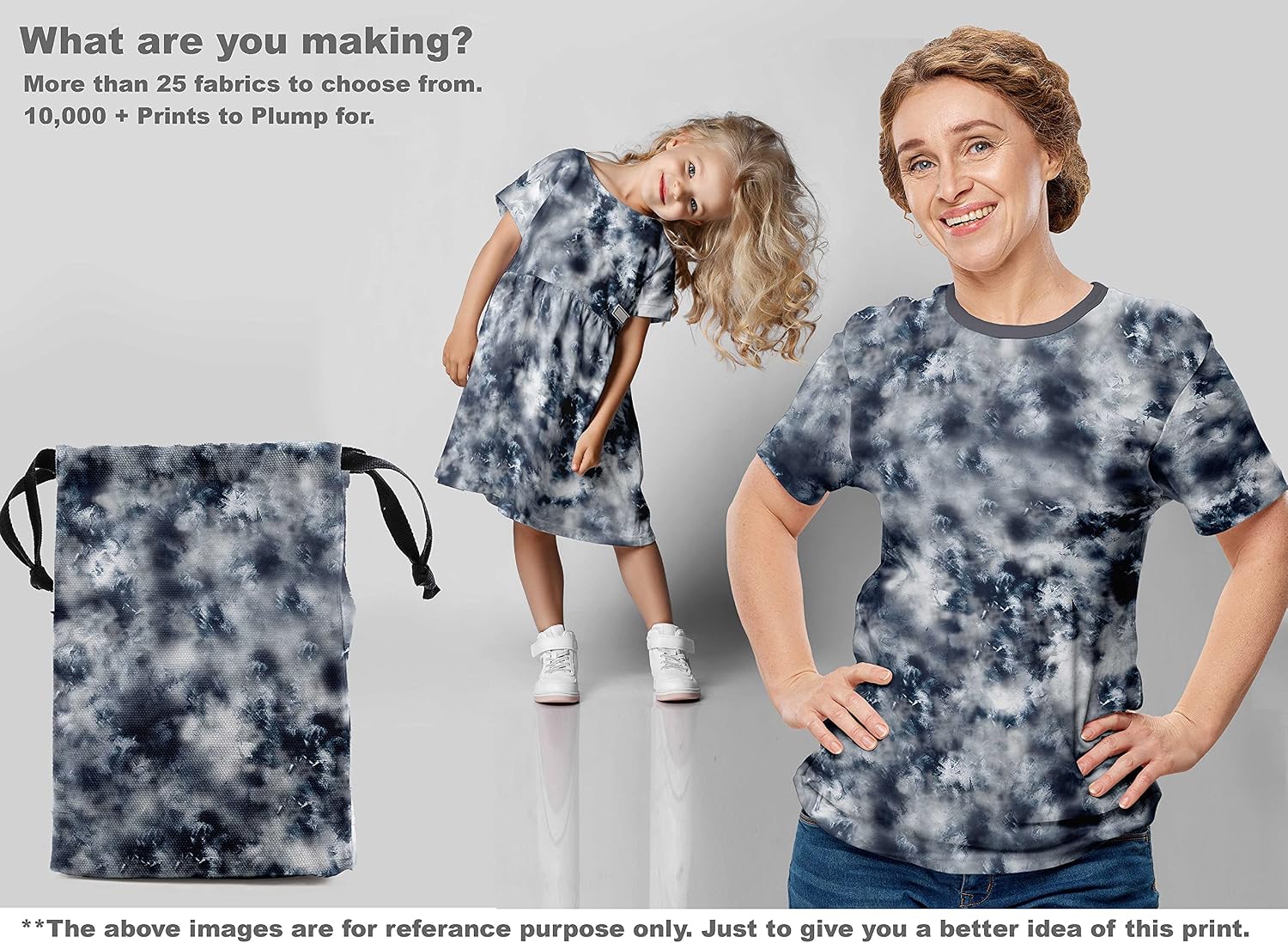 oneOone Cotton Flex Gray Fabric Tie Dye Dress Material Fabric Print Fabric by The Yard 40 Inch Wide