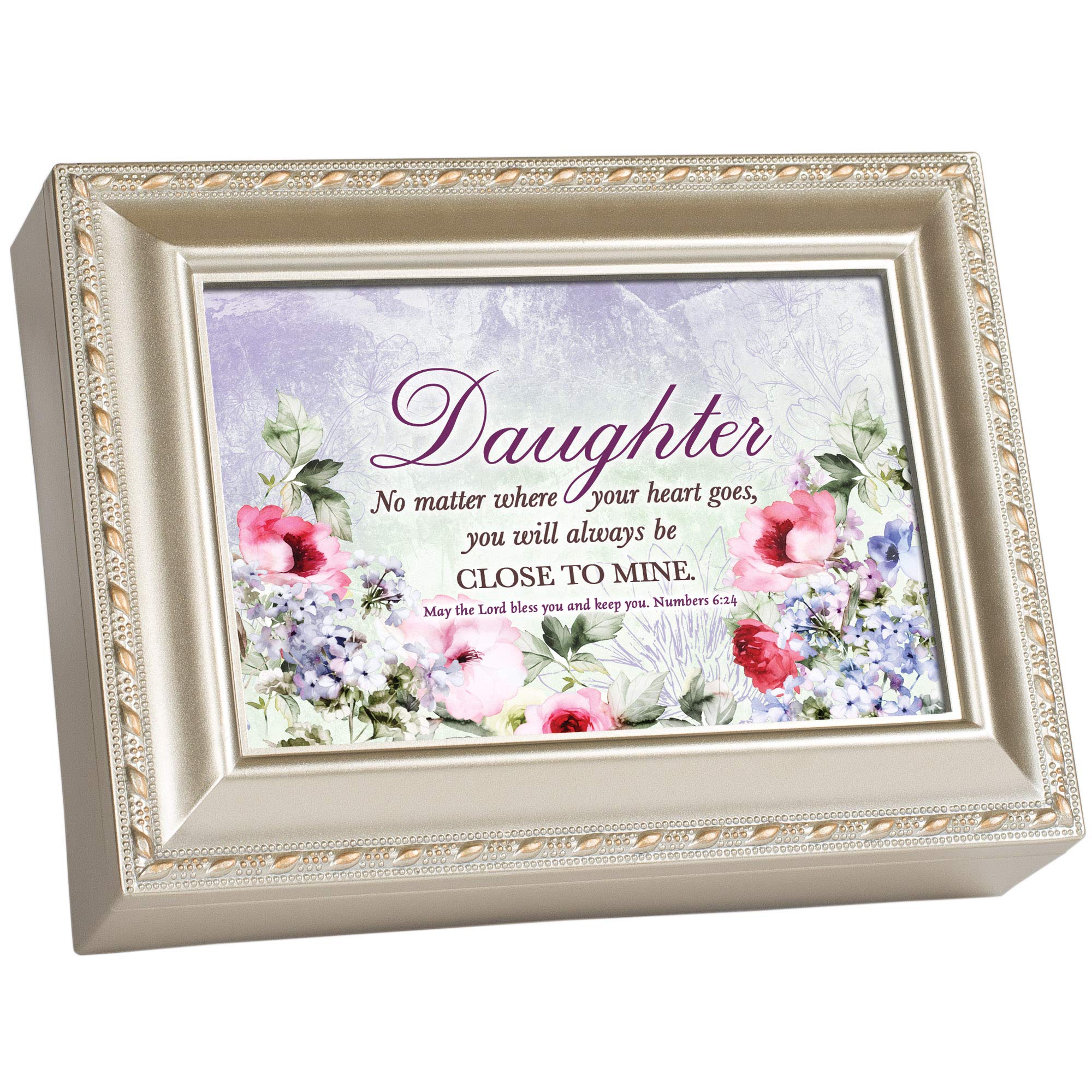 Caja de música Daughter para hijas en color champán con música de Amazing Grace