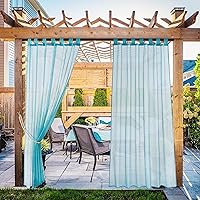 Vista 10 de NICETOWN 2 paneles de cortinas traslúcidas de gasa para exteriores, impermeables, con pestaña superior, ligeras, suaves, transparentes