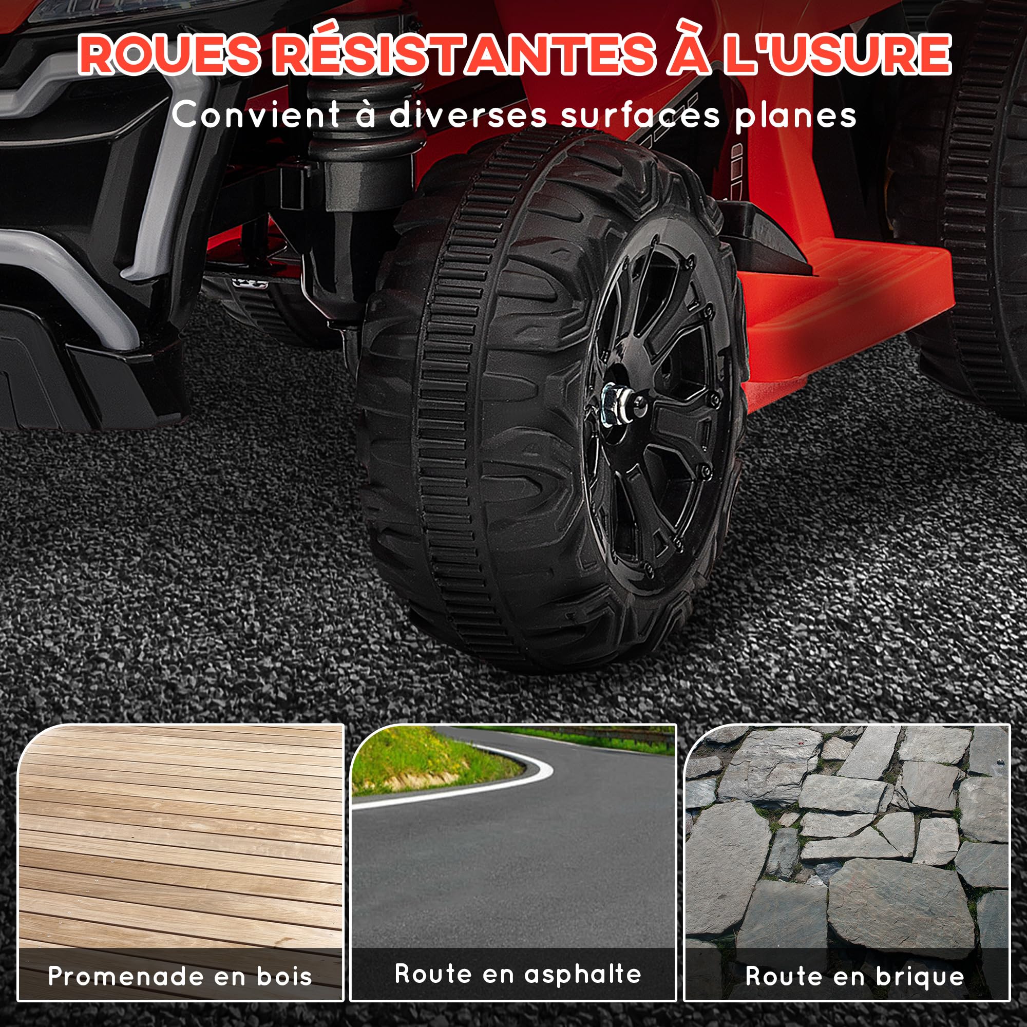 AIYAPLAY Quad Électrique Enfant, 6V 2,5 km/h, Phares, 18-36 Mois, Rouge | Voiture Électrique Enfants, Marche Avant et Arrière, Fonction Musicale