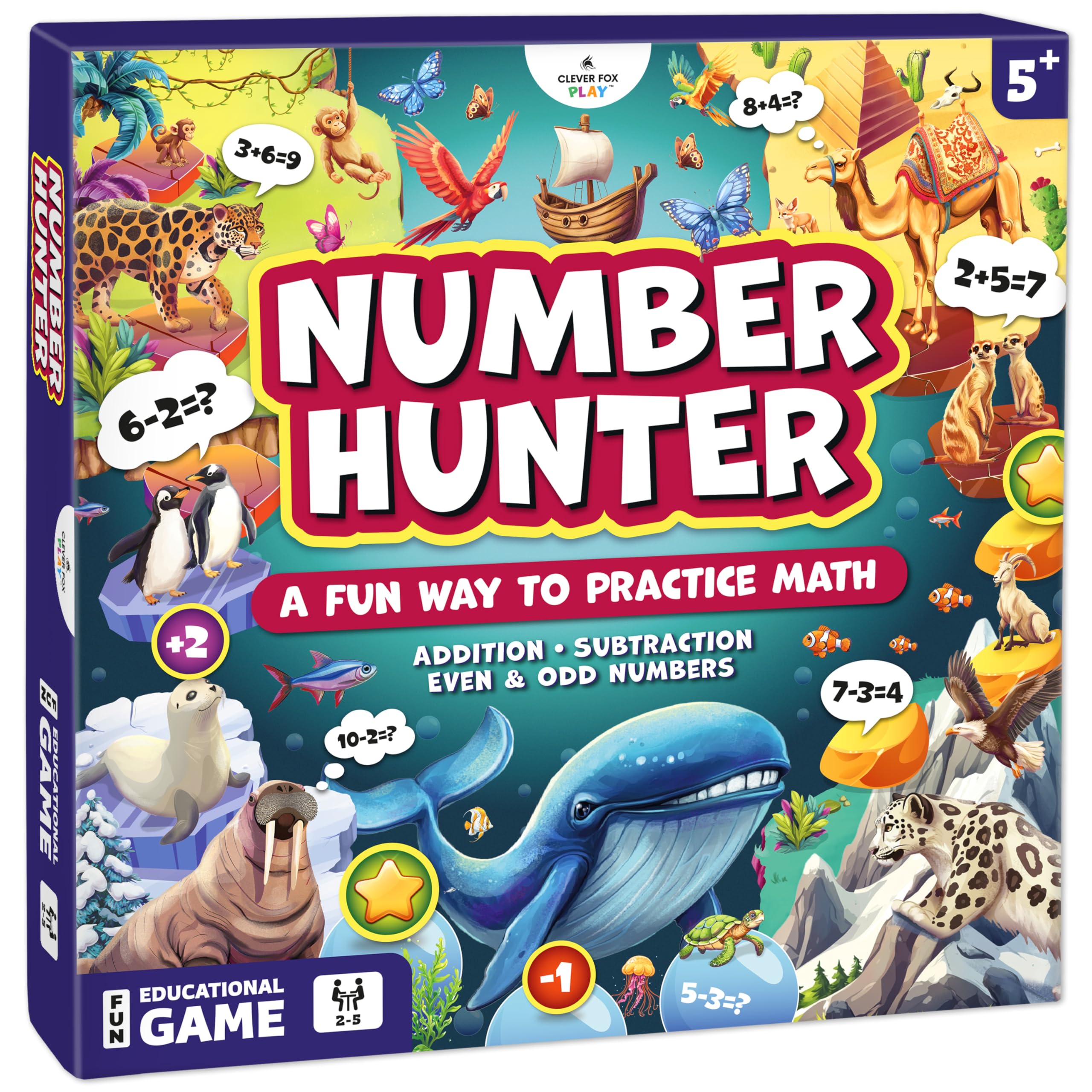Number Hunter Math Board Game – Addition & Subtraction Adventure for Kids Ages 4-8 – Fun Educational STEM Game for...