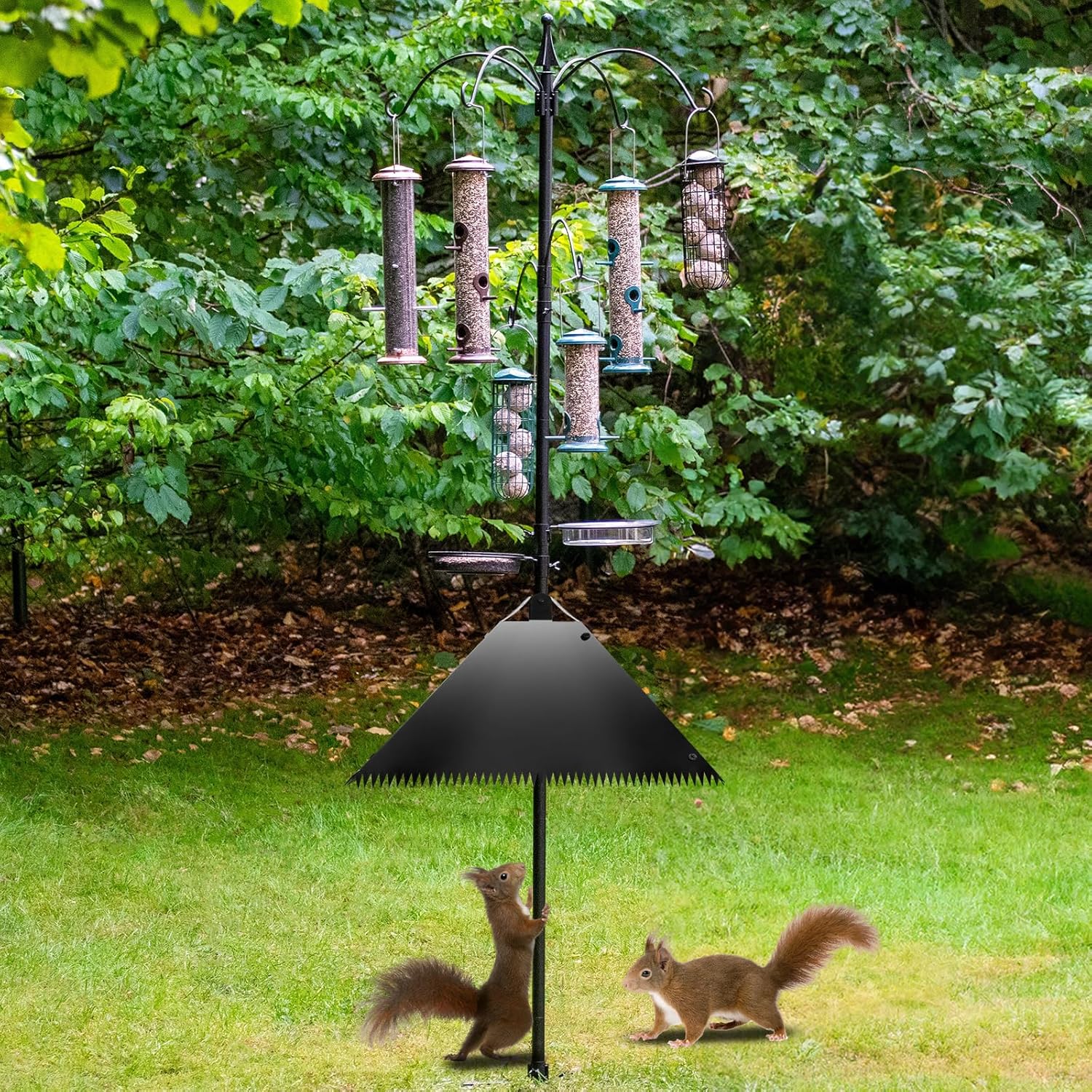 Metal Squirrel Baffles with Spikes - Galvanized Steel Squirrel Guards for 4x4 Posts and Bird Feeder Poles - Keeps Squirrels and Raccoons out of Birdhouses (1 Pack)