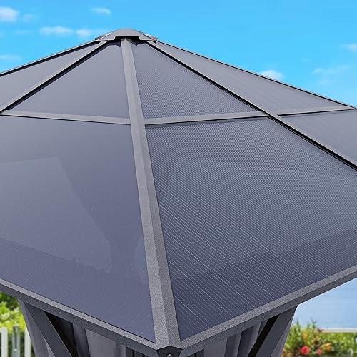 Miniatura 8 de YITAHOME Cenador de policarbonato para exteriores de 10 x 10 pies, con malla y cortinas sombreadas, marco de aluminio, tienda de campaña de jardín