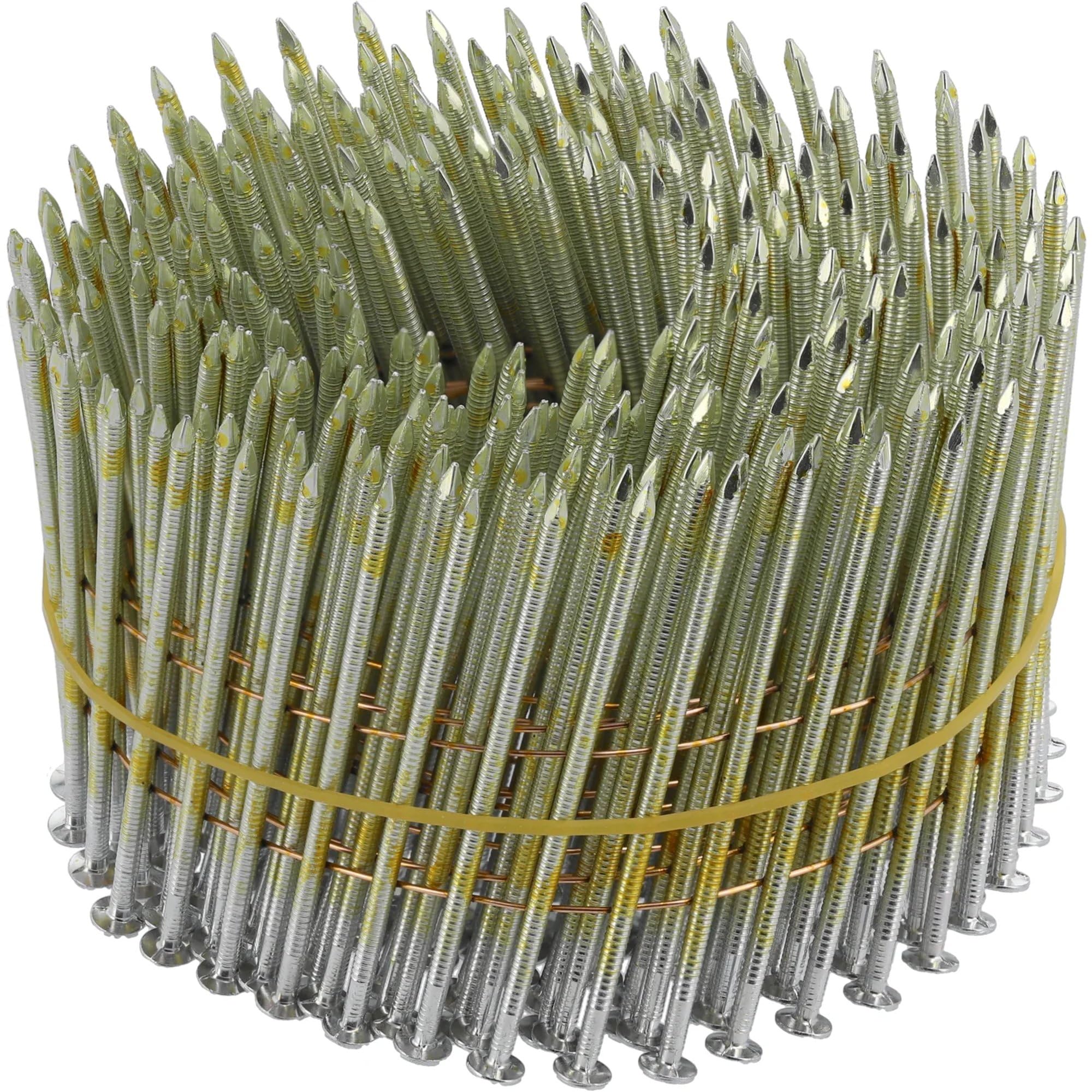 Drahtgebundene Coilnägel 70x2,5mm, verzinkte Nagelspule, Witterungsbeständige Dachdecker-Nägel, 300 Stück pro Rolle, ca. 0,83kg, geeignet für Nagelbüchsen YT-09213, YT-09214, ideal für Holzverbindunge