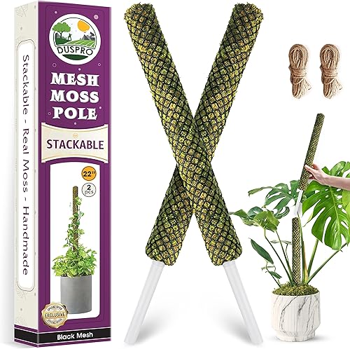 Miniatura 15 de DUSPRO Poste de Musgo de Malla Apilable Verde para Plantas Trepadoras que Trepan Enredaderas de Soporte Monstera Enrejado, para Plantas