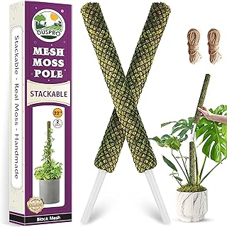 DUSPRO Stackable Mesh Moss Pole for Plants Monstera Potted Plant Stakes for Indoor Plants Extendable Plant Pole Moss Sticks for Plants Climbing Vine Supporting Monstera Trellis 2Pack 38''