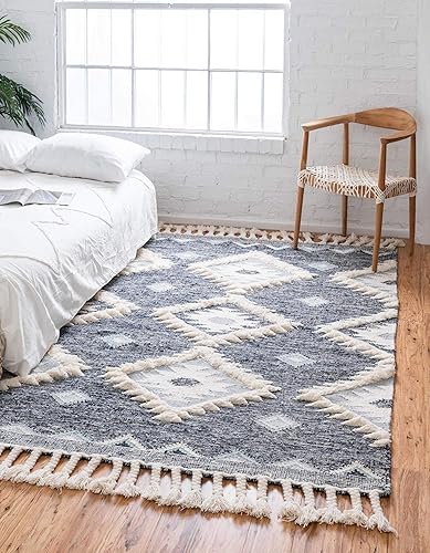 Miniatura 1 de Unique Loom Mesa Collection - Alfombra de área, color papago (8 x 10 pies, rectangular, azul oscurocrema)