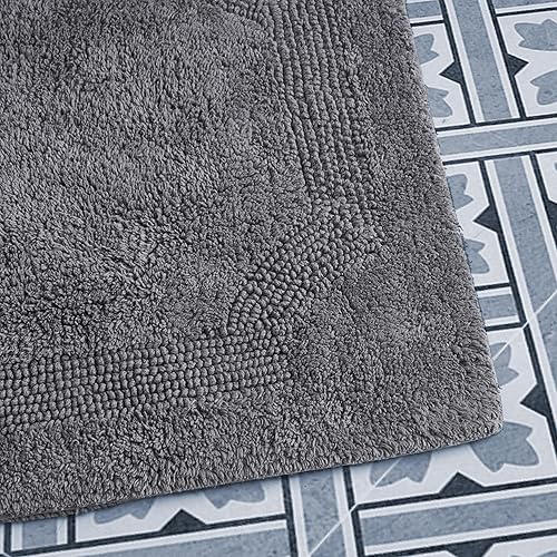 Miniatura 4 de Laura Ashley Alfombra de baño reversible de algodón de 21 x 34 pulgadas, color carbón