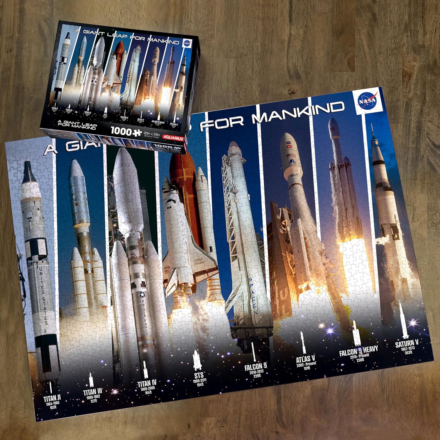 NASA 1000 Piece Jigsaw Puzzle - Space Rocket Grid - Merchandise Collectible Gift for Teens and Adults - 20"x28" Finish Size - AQUARIUS