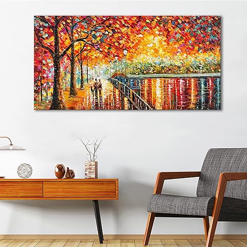Miniatura 7 de Arte romántico de pared en lienzo acrílico, pintura al óleo de 24 x 48 pulgadas, moderno, impresionista, pintada a mano, pintura al óleo para sala