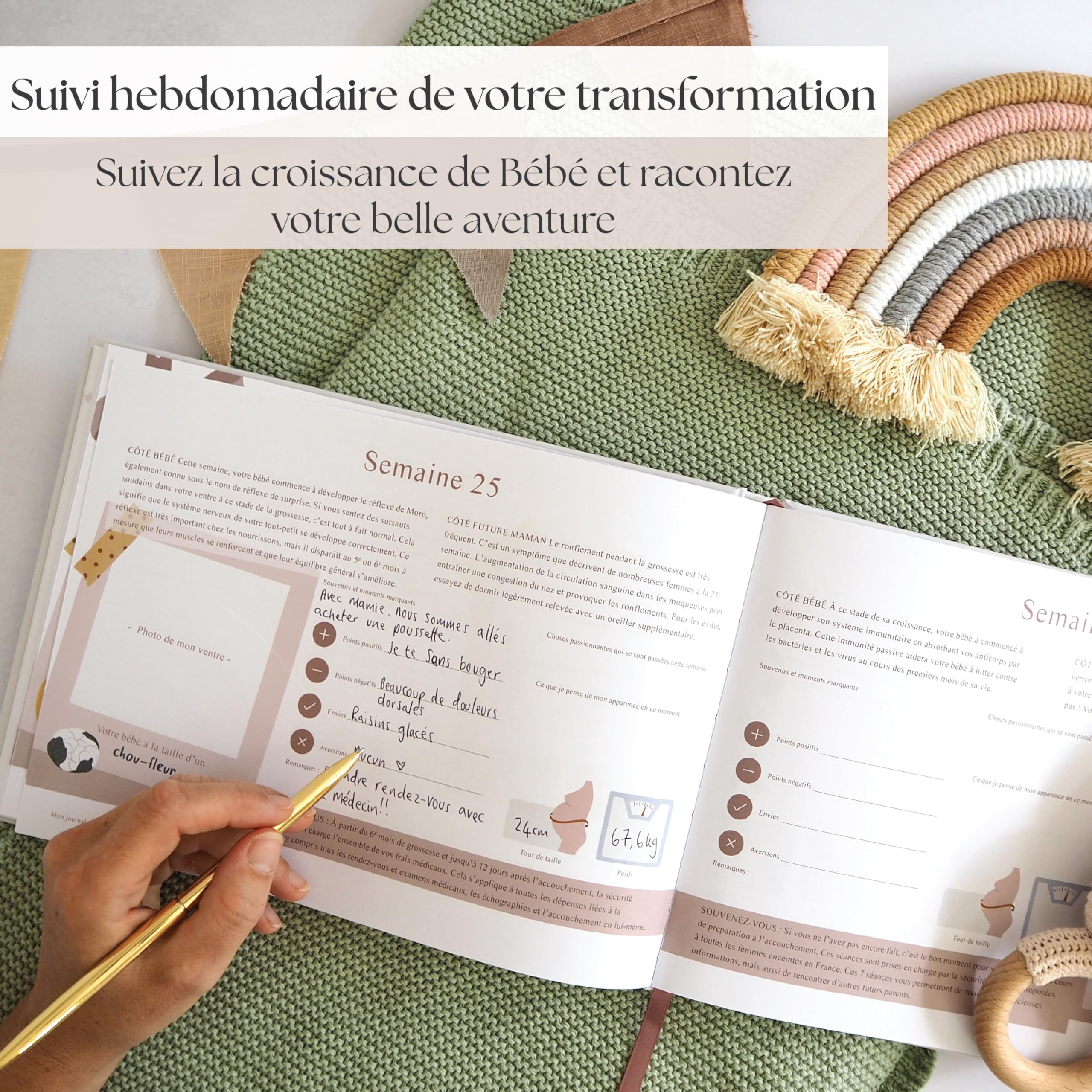 Journal de Grossesse à Offrir - Livre Grossesse de Luxe pour Futures Mamans – Carnet de Grossesse comprend Calendrier, Scrapbook, Check-list, Organisateur et Livre de Naissance Souvenirs (Animaux)
