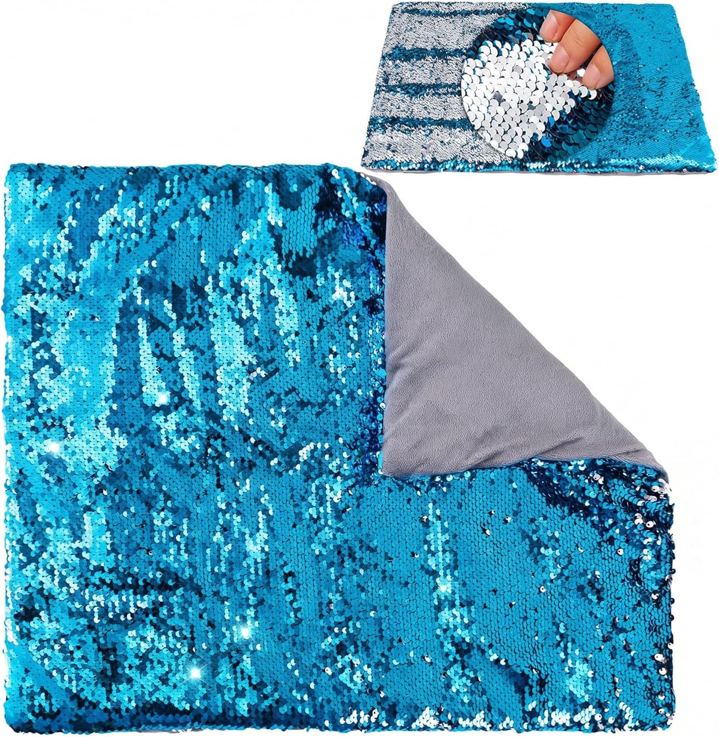 Weighted Lap Pad – 5lbs Sensory Lap pad with Easy to Maneuver Sequins – Ideal for Kids Sensory Play (Blue and Silver)