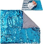 Weighted Lap Pad, 5lbs 18" x 22", Weighted Lap Blanket for Kids and adults, Easy to Maneuver Sequins, Good Gift for Kids, Teens and Adults (Blue and Silver)