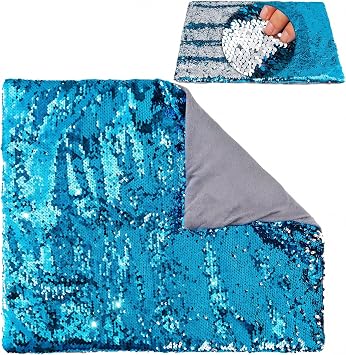 Weighted Lap Pad 5lbs Sensory Lap pad with Easy to Maneuver Sequins Ideal for Kids Sensory Play Blue and Silver