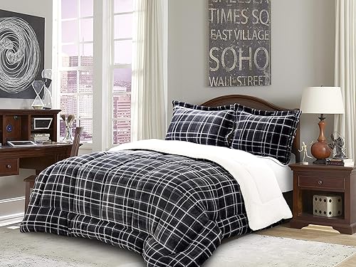 Miniatura 2 de Elegant Comfort - El juego de edredón reversible de 3 piezas más suave y acogedor, pesado, relleno microgamuza alternativa al plumón, diseño a