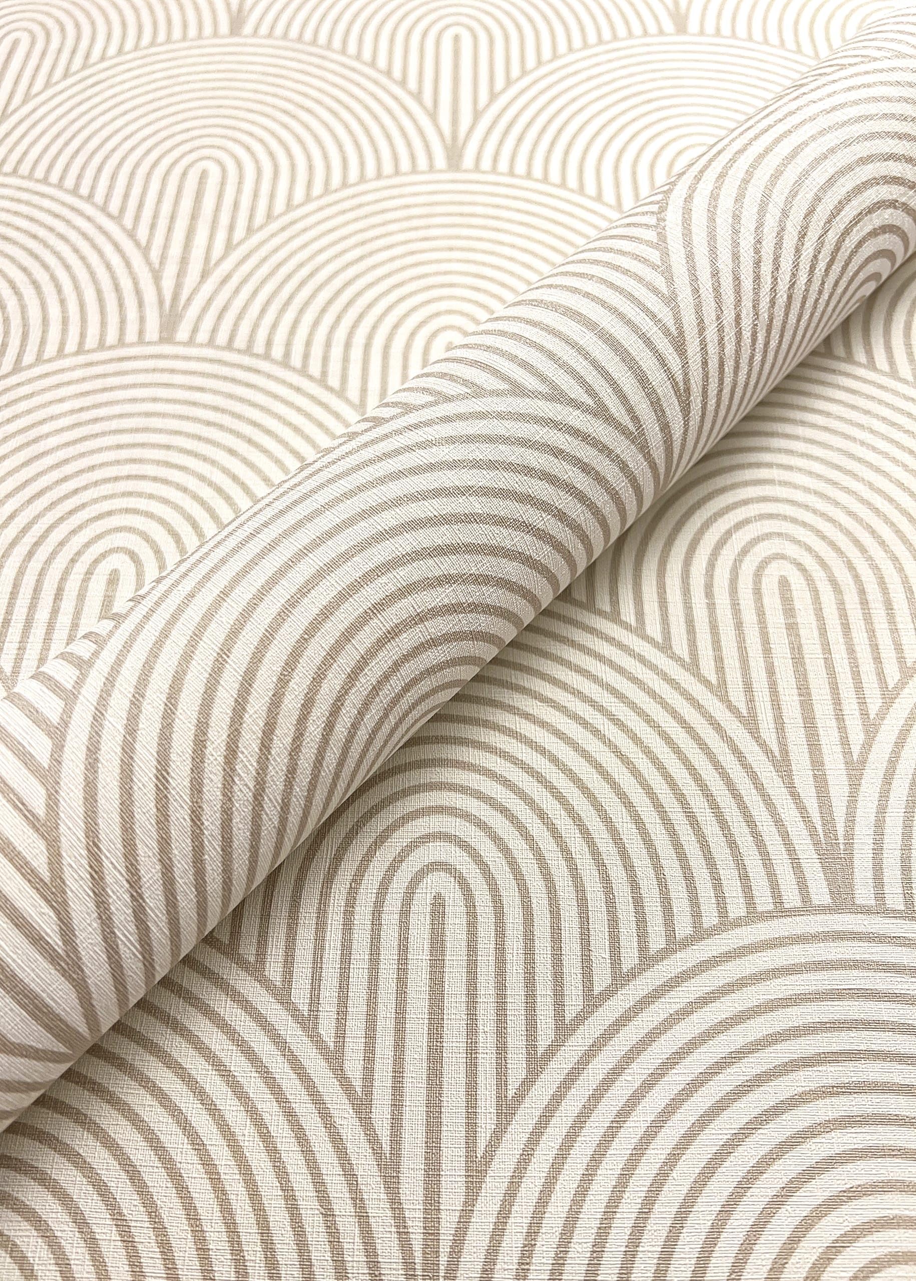 Newroom Tapete Beige Vlies Bogen - Modern Boho Art Deco Linien für Wohnzimmer Schlafzimmer