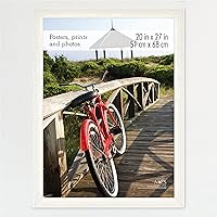 Vista 46 de MCS - Marco para póster con estilo de museo, veta de madera blanca, para colgar vertical y horizontal en la pared, marco grande para fotos, pósters