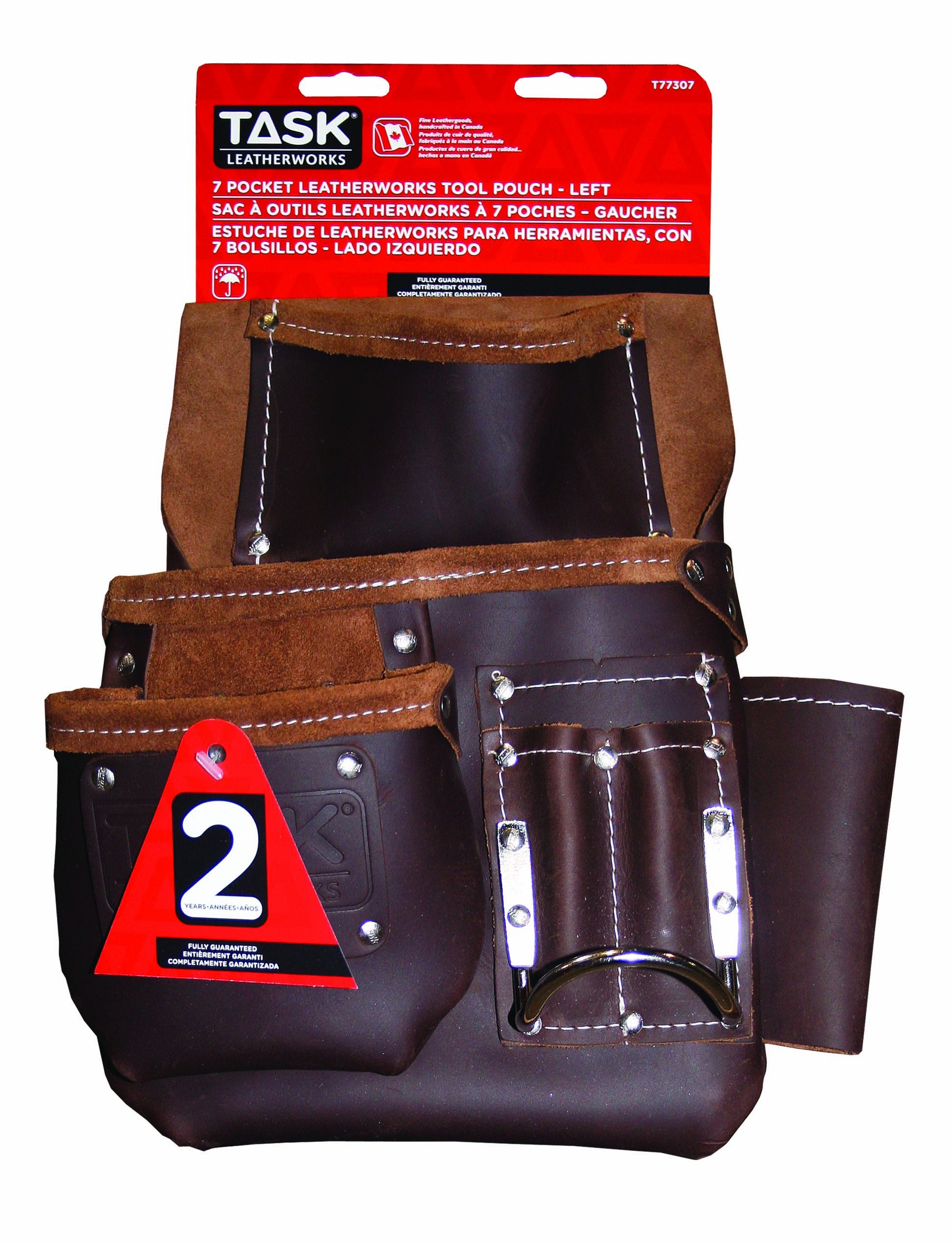 Task T77307 Leather Master Carpenter's Tool Bag, Left, 7-Pocket