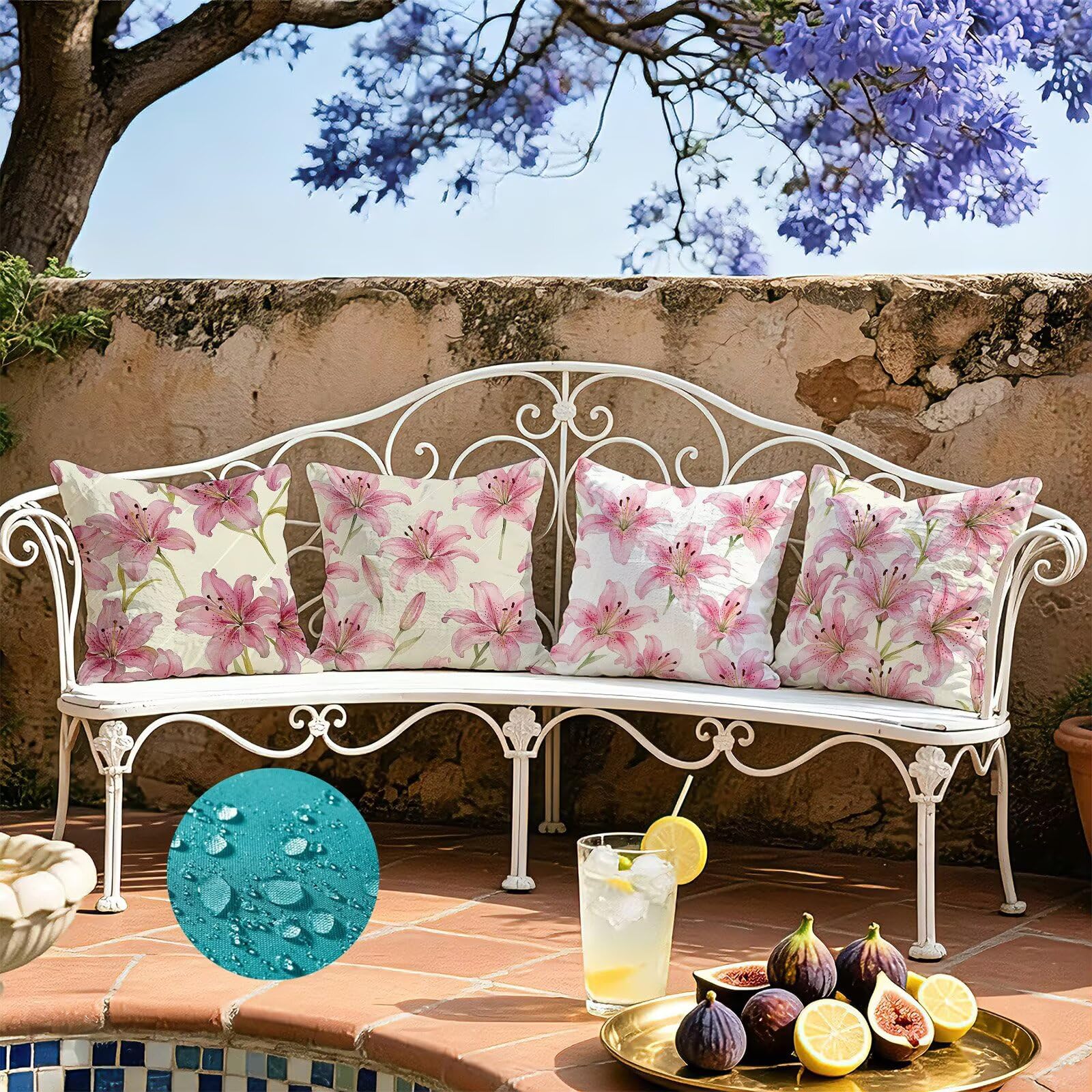 Rosa Federe Cuscini Divano 65x65cm, Cuscini da Esterno Set de 4, Cod-112 | Velour Copricuscini Decorativi Letto Arredo, per Letto, Soggiorno, Giardino, Esterno, Casa Decorazione Set di 4 Fiore