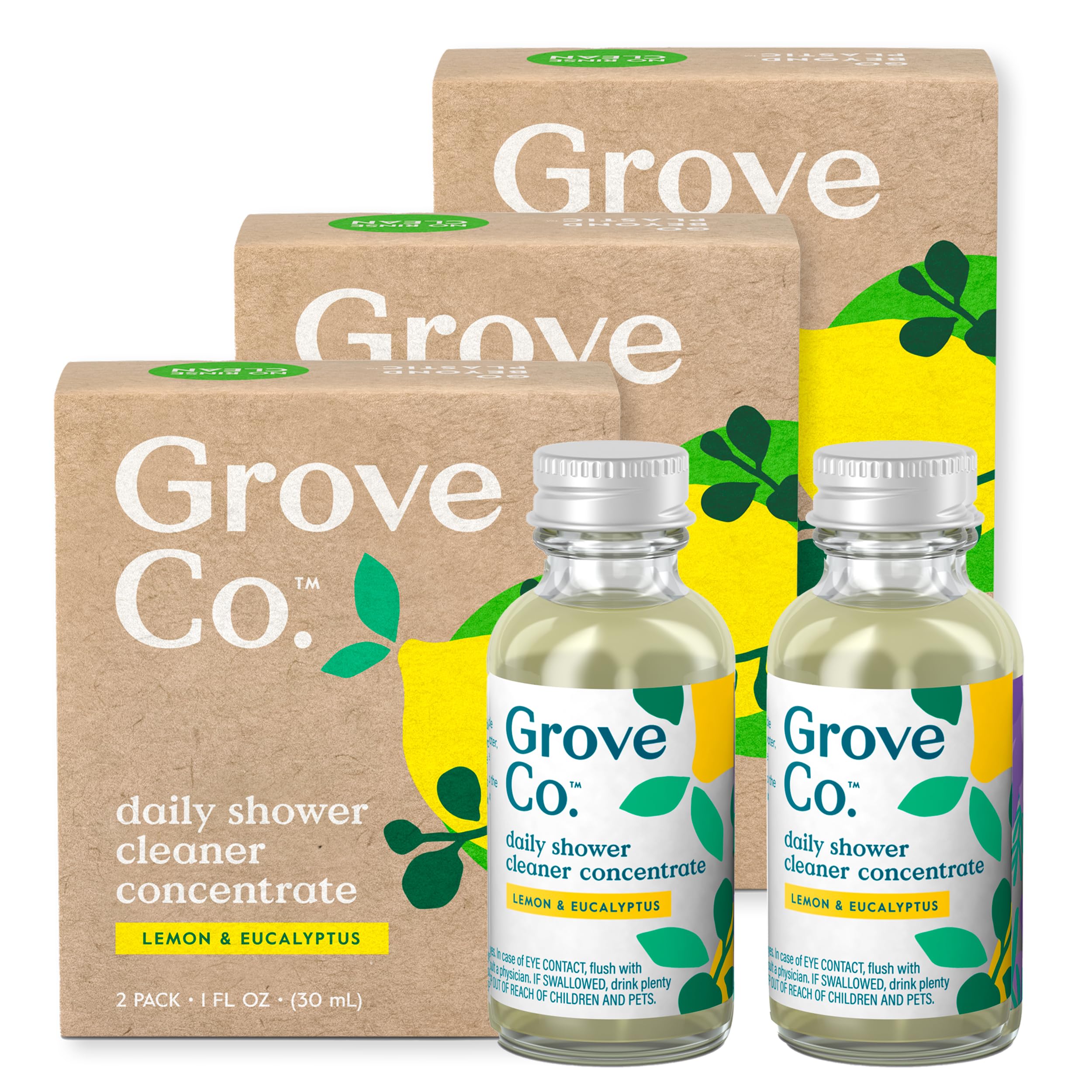 Grove Co Daily Shower Cleaner Refill Concentrate 6 x 1 Fl Oz Creates 16 Oz Cleaner Removes Soap
