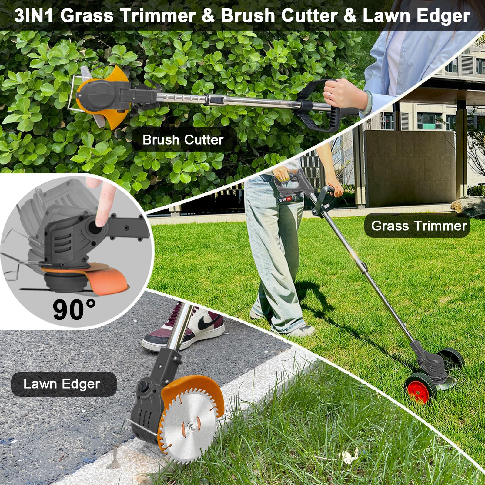 Brush Cutter Cordless Weed Wacker Battery Powered 21V Electric