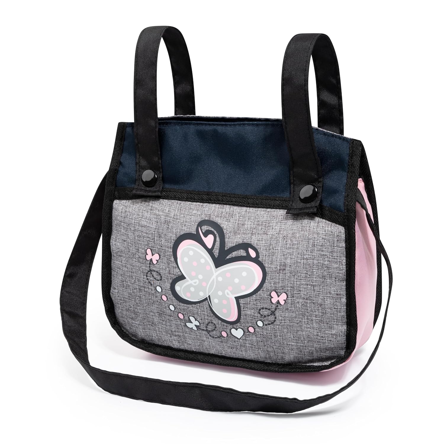 Bayer Design 18427AA Dolls Pram NEO Vario Stroller, Bag, Convertible, Foldable, Adjustable Handle, Pink