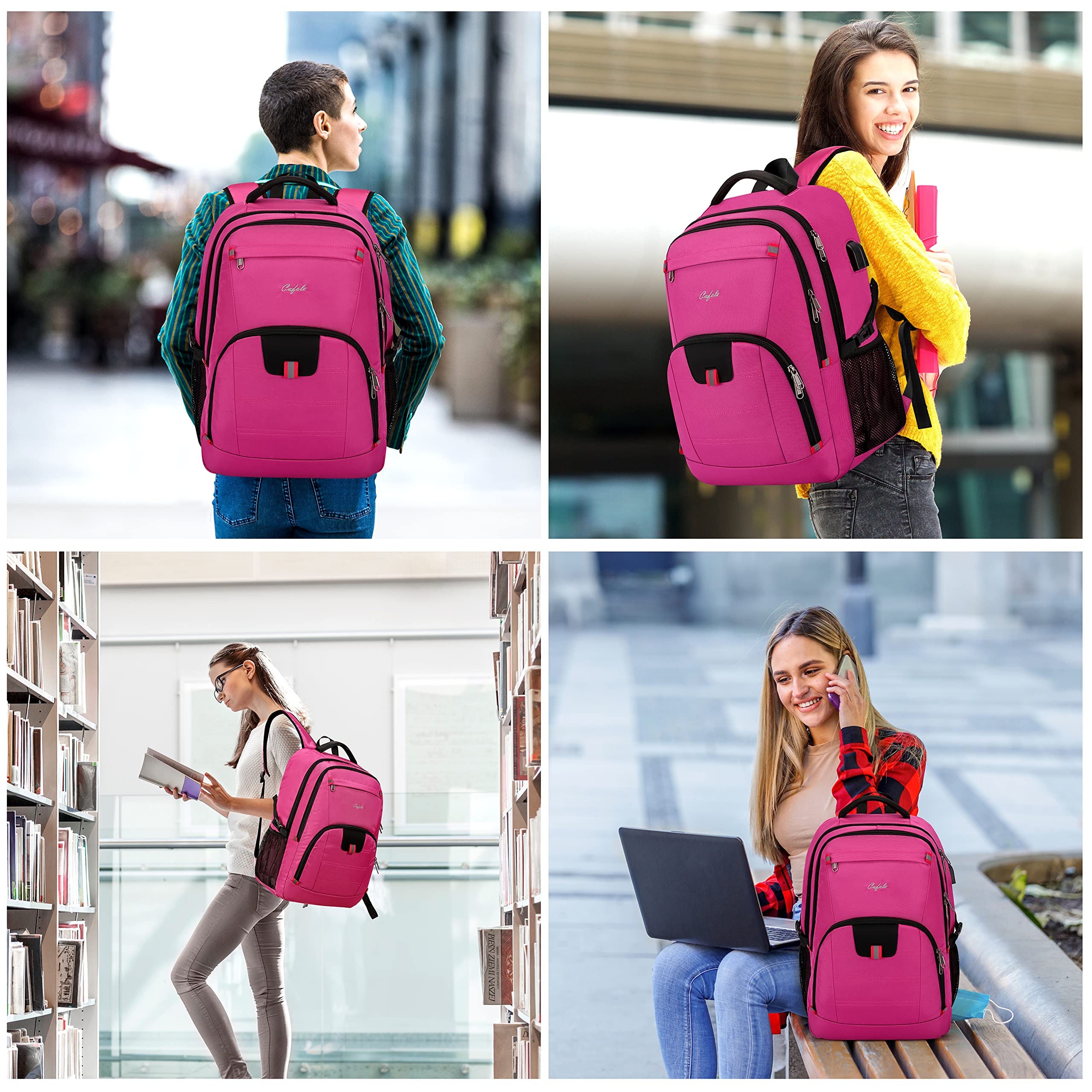 Cafele Zaino del Computer Portatile, Grande TSA 17,3 Pollici di Viaggio Portare su Zaino, Borsa per Studenti Universitari con Porta USB, Zaino della Scuola per Adolescenti Uomini Donne