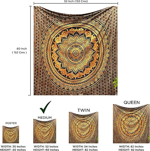 Miniatura 2 de raajsee Tapiz de mandala negro dorado para dormitorio, tapiz estético, tapiz de pared indie, decoración de habitación hippie, tapices bohemios,