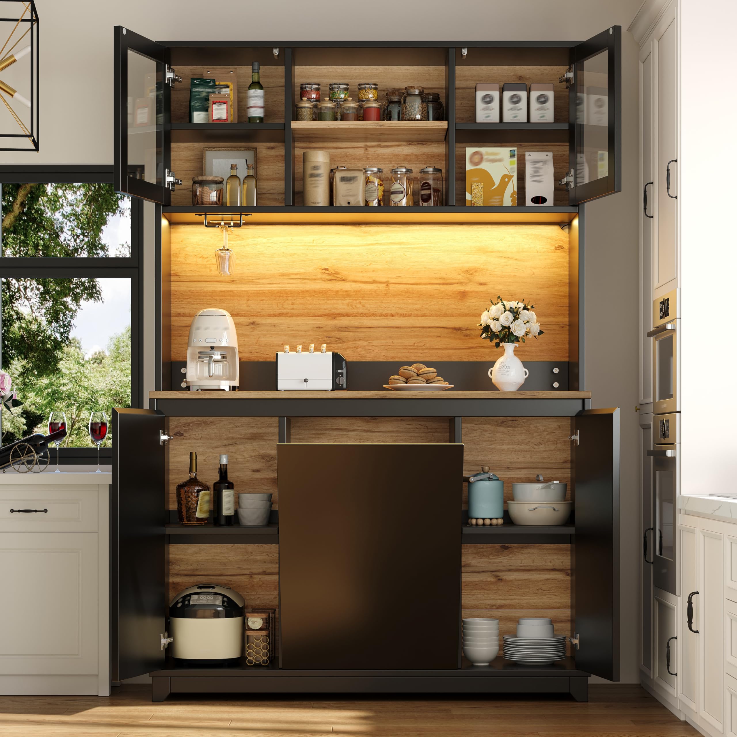 Armadi da cucina (120 × 40 × 180 cm), tavolini alti da cucina, credenze con ante in acrilico, nero