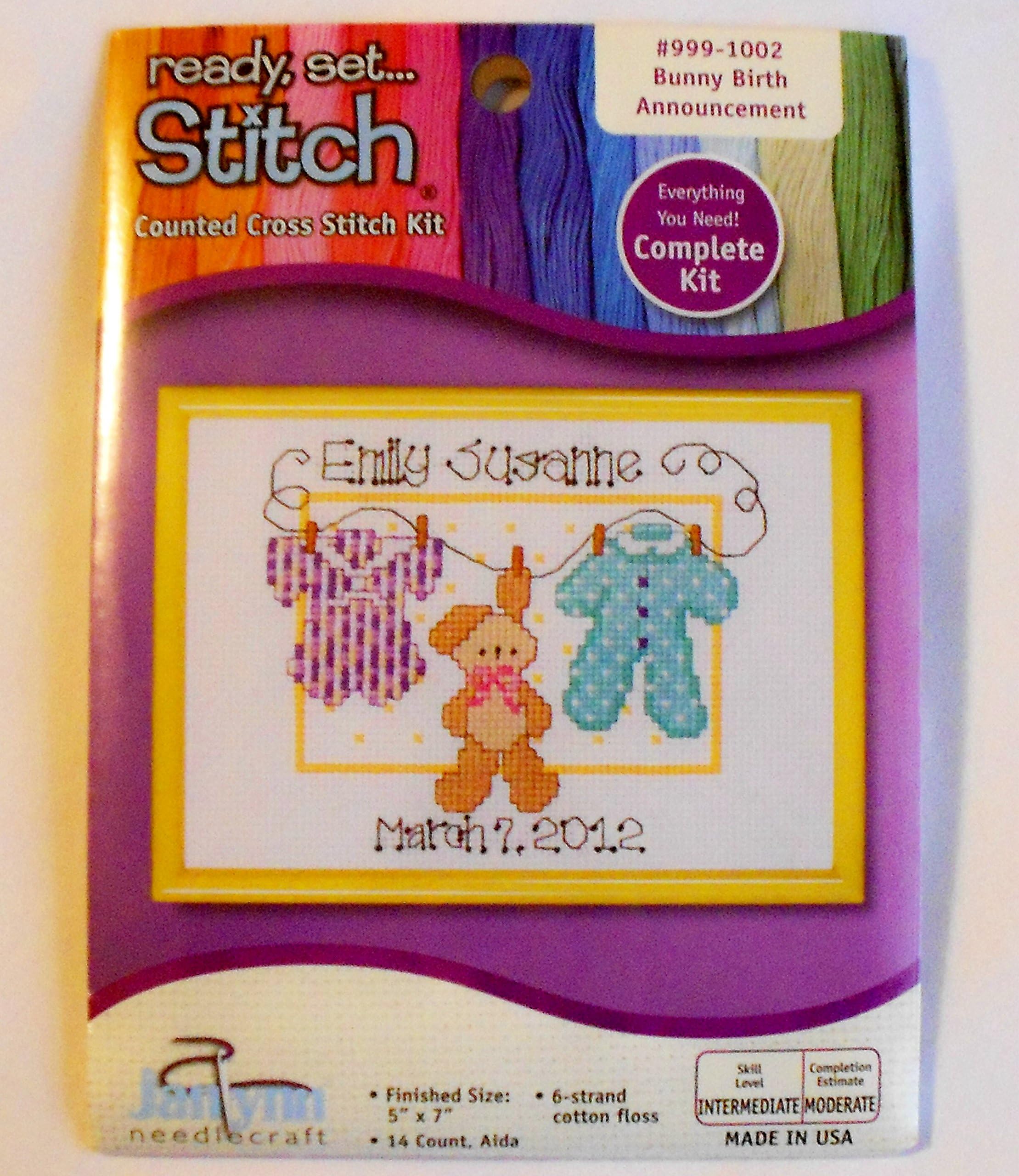 The Janlynn Corporation Bunny Birth Announcement Cross-Stitch Kit