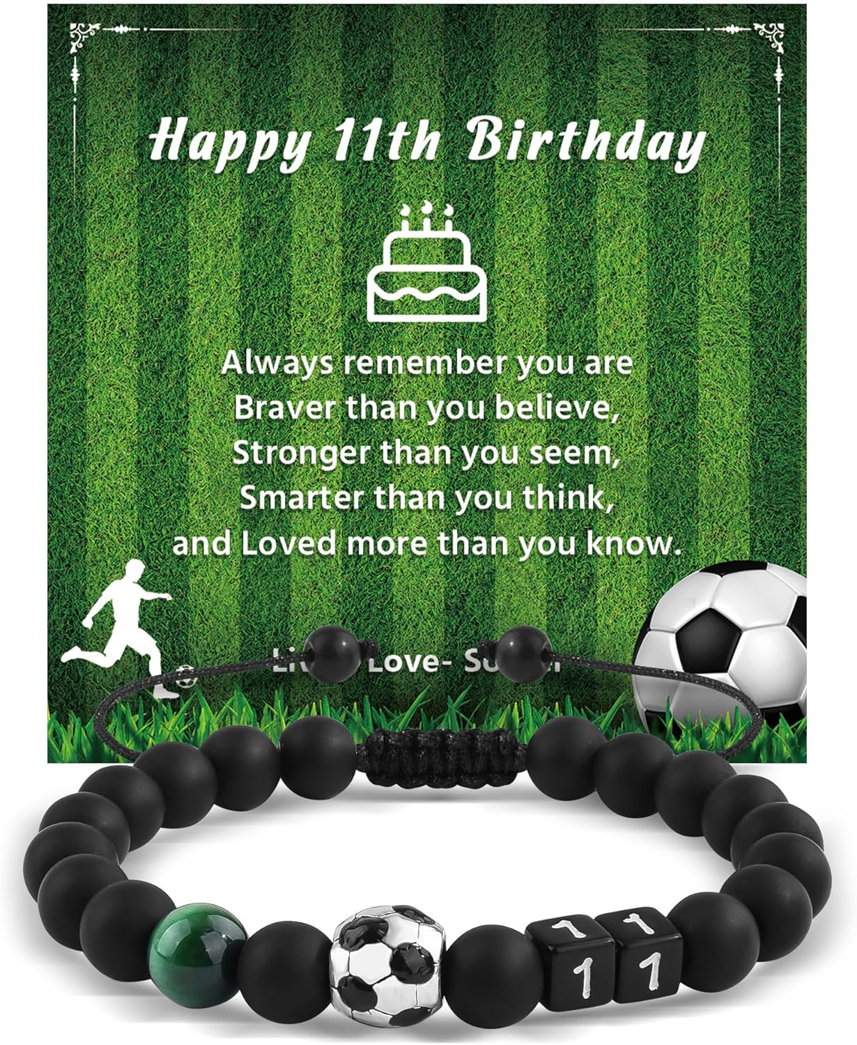 VGWON Soccer Bracelet for Beaded Digital Bracelet Birthday Gift for Son Grandson Players Team Fan Friends Number 11