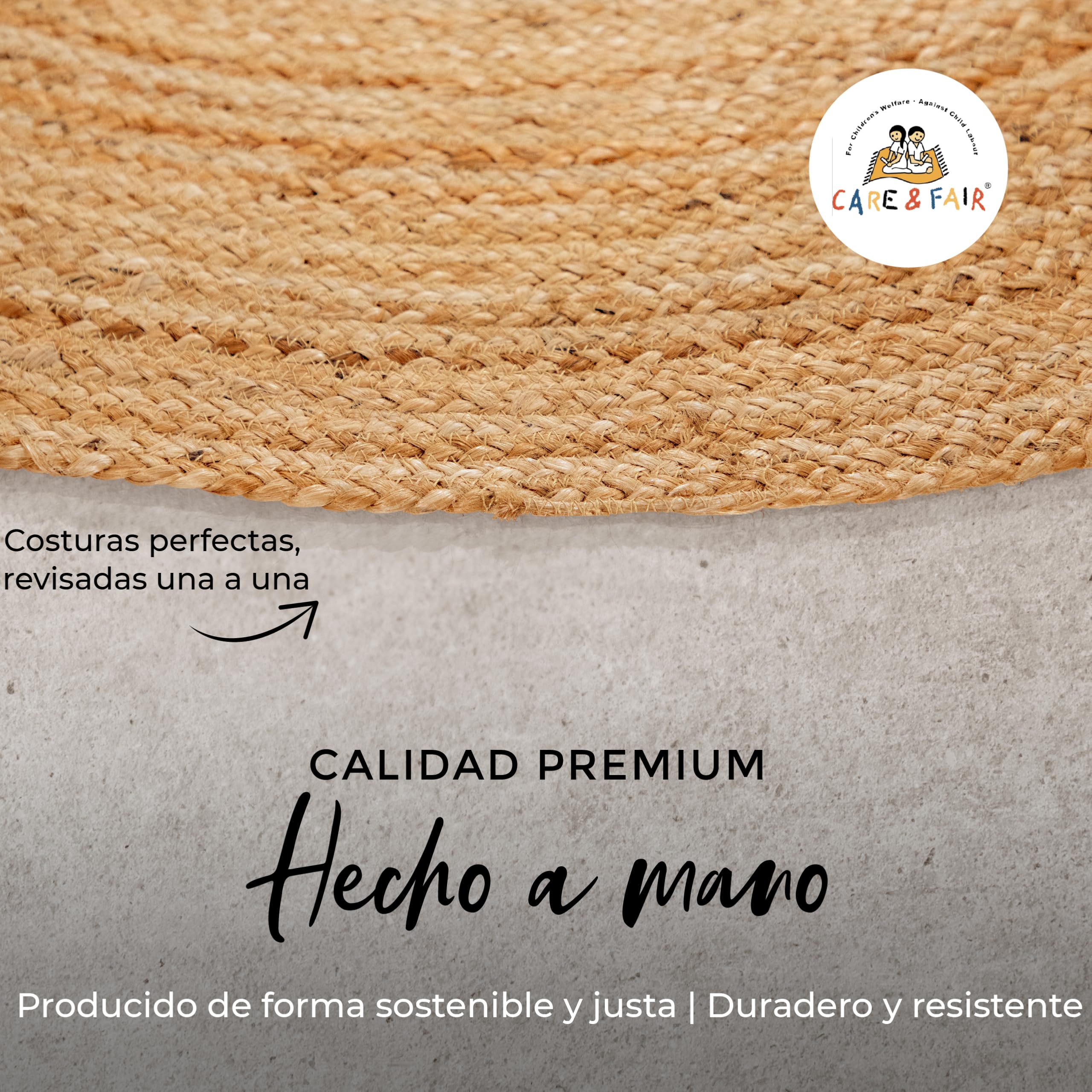 carpetfine Alfombra de Yute Nele Redonda Color Natural Beige Ø 90 cm Tejido a Mano con Yute | Alfombra Natural Moderna Uni Boho Tejido Plano Redonda para salón, Dormitorio, Pasillo y Cocina