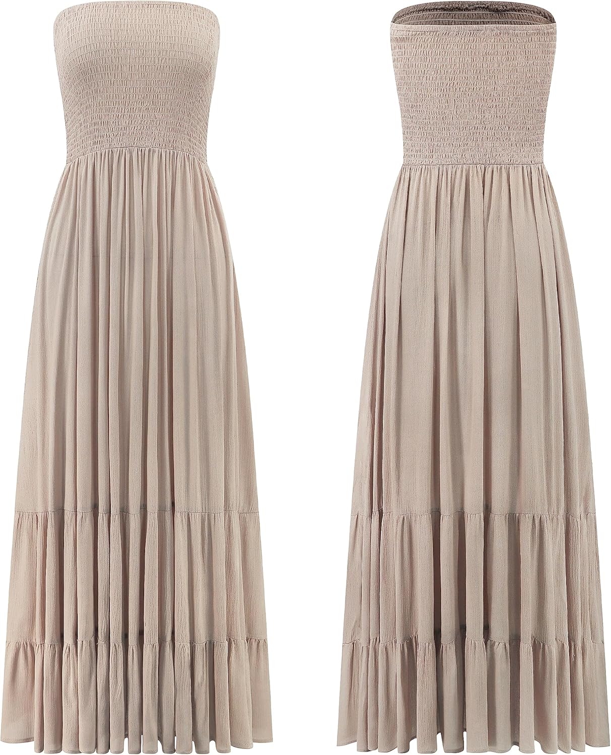 R.Vivimos Womens Summer Cotton Strapless Elastic Smocked Boho Beach Casual Flowy Maxi Tube Dresses - Image 6