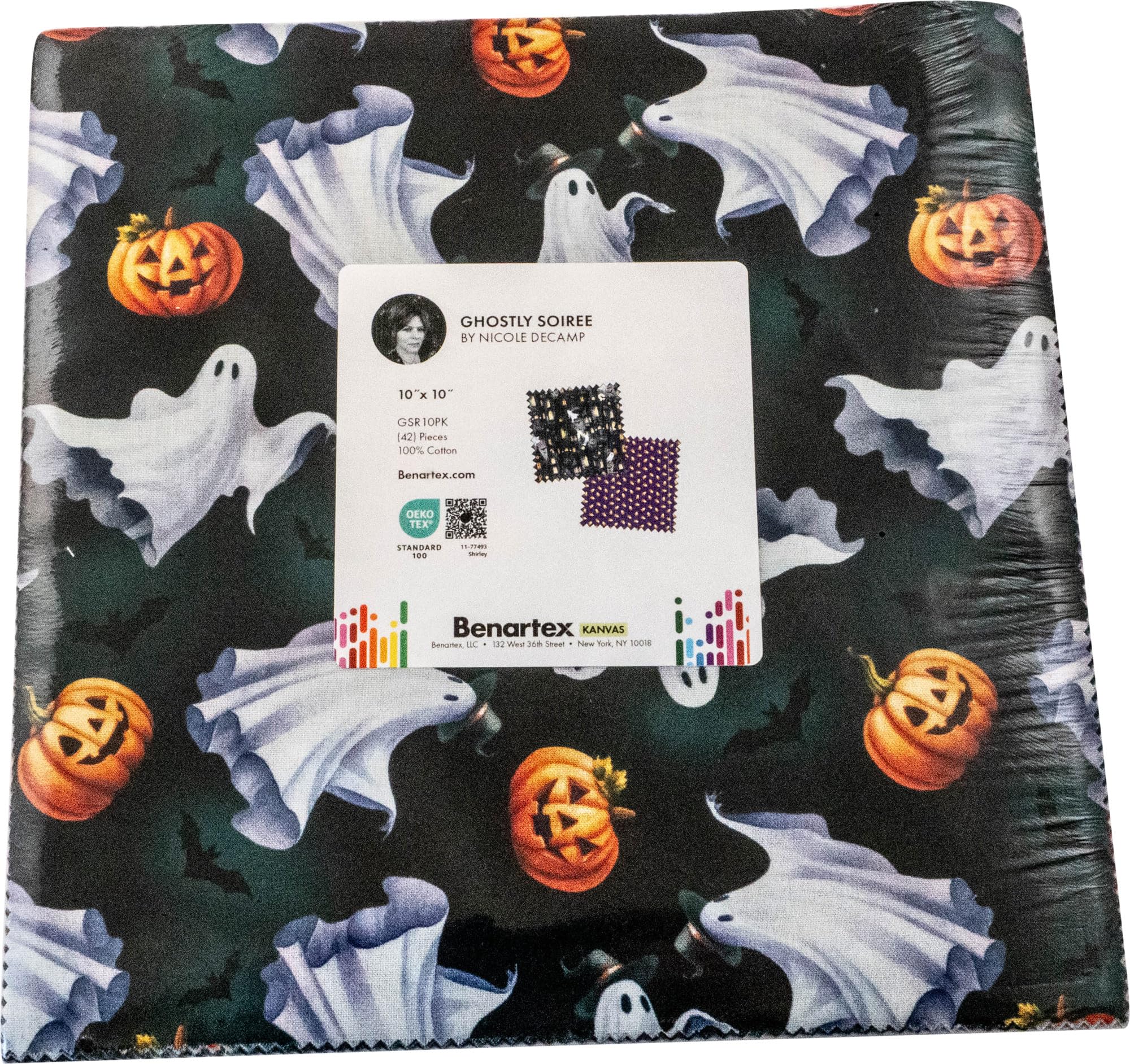 Benartex Assorted Nicole Decamp Ghostly Soiree 10X10 Pack 42 10-Inch Squares Layer Cake