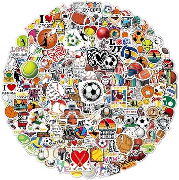 200 PCS Sports Stickers, Sports Vinyl Stickers for Water Bottles Laptop Skateboard Journaling Helmet, Basketball, Baseball, Football, Volleyball, Softball, Soccer Stickers for Kids, Teens, Adults
