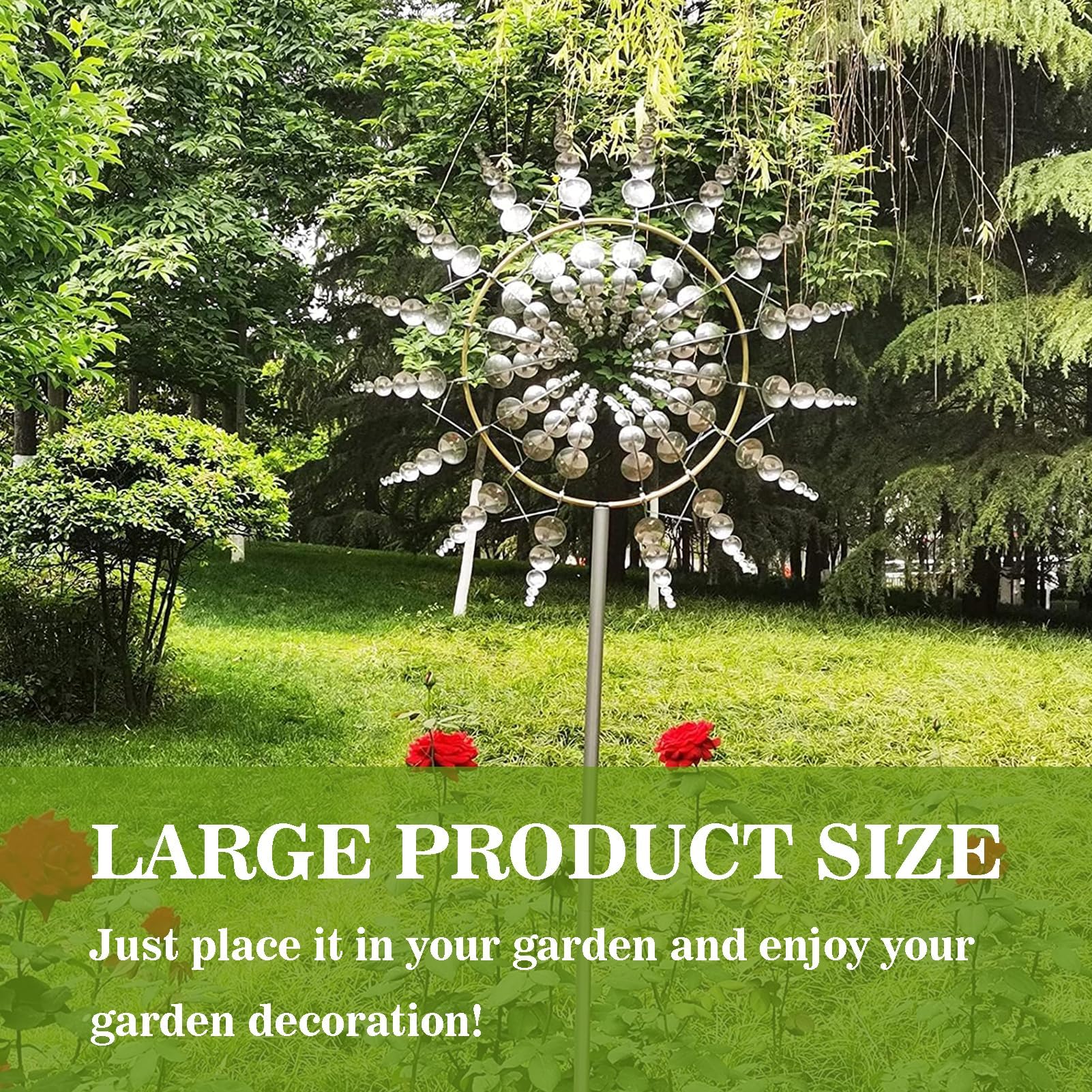 Windmill 3D Unique Metal Mulino a Vento in Metallo Scultura Cinetica 3D Alimentata dal Vento Mulino a Vento in Metallo Unico e Magico per Cortile, Patio, Giardino, Terrazze, Prato, Decorazione