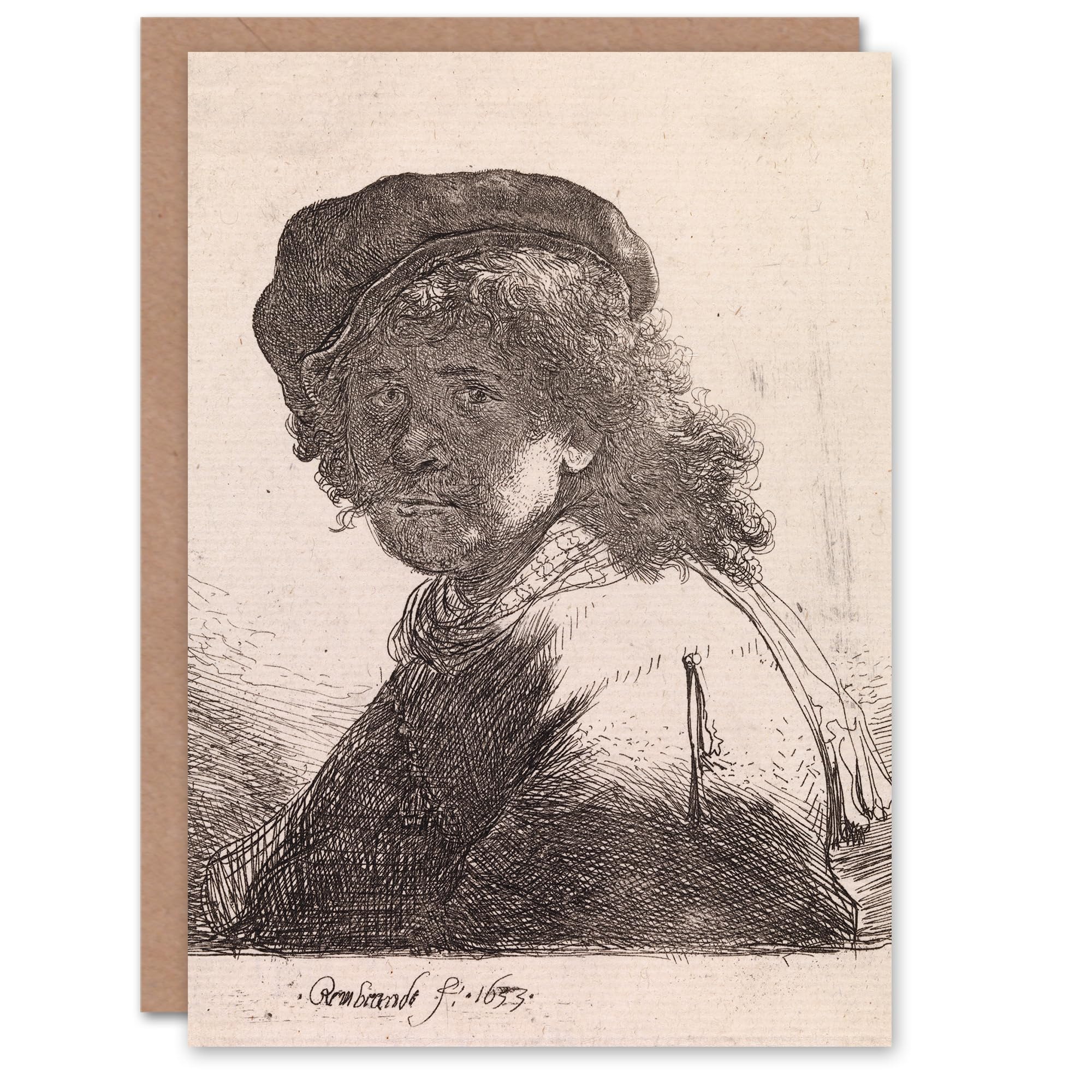Artery8 Rembrandt van Rijn Art Card Self Portrait in a Cap and Scarf
