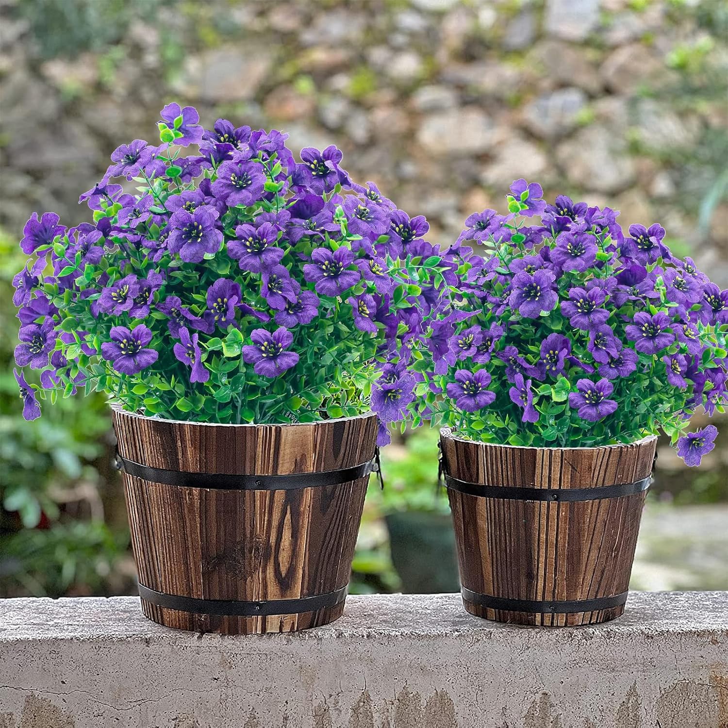 8 Bundles Outdoor Artificial Fake Flowers,UV Resistant Fake Flower No Fade Faux Plants Plastic Flowers for Home Inside and Outside Garden Patio Decor(Purple) - Image 4