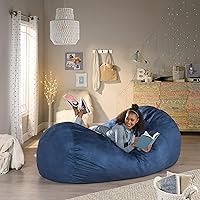 Vista 2 de Puff de microfibra de ante, Azul