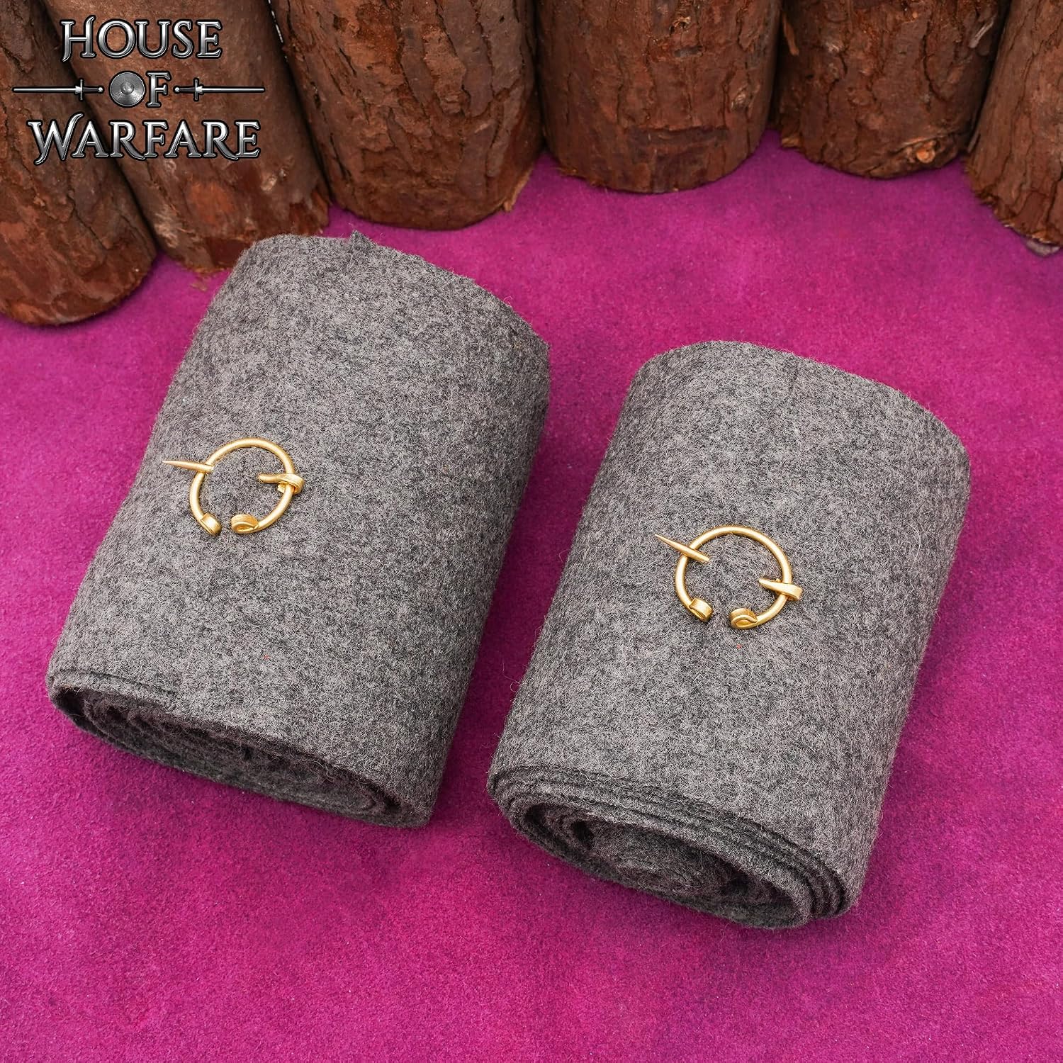 Viking Winingas Leg Wraps with 2 Fibula Pins - Medieval Leg Bindings for LARP, Pirate, Norse Clothing