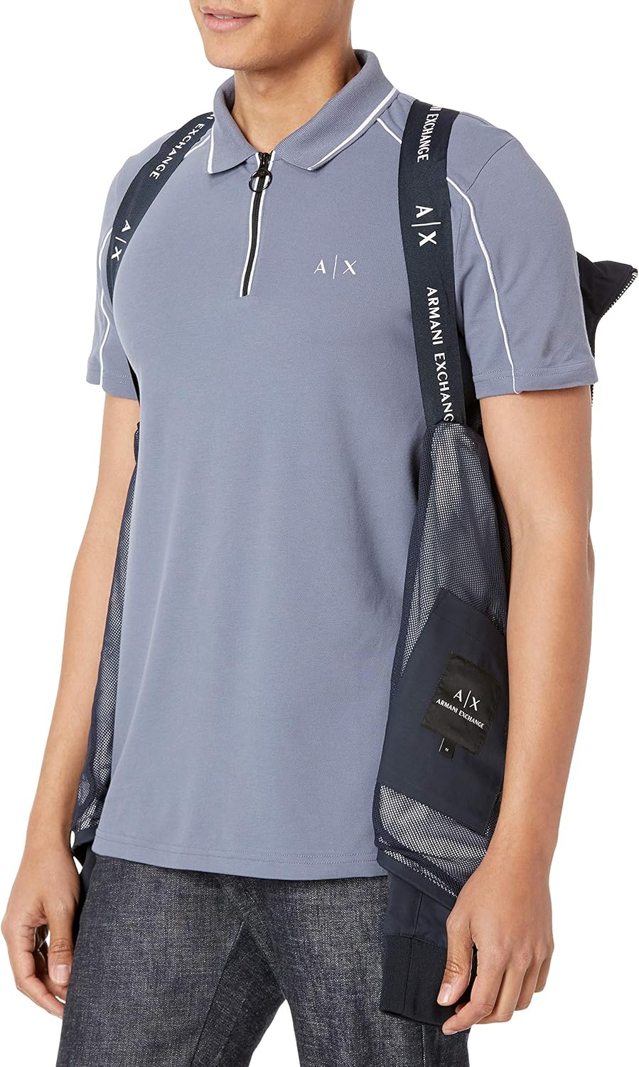 Armani Exchange mens Drawstring Circle Logo Zip Up Nylon Jacket - Image 5