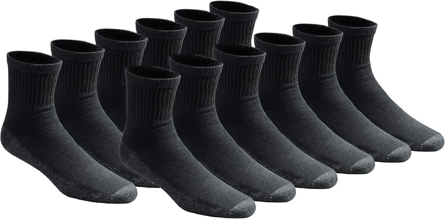 Dickies mens Stain Resister Quarter Socks, Available in L-xl (6, 12 Pairs)