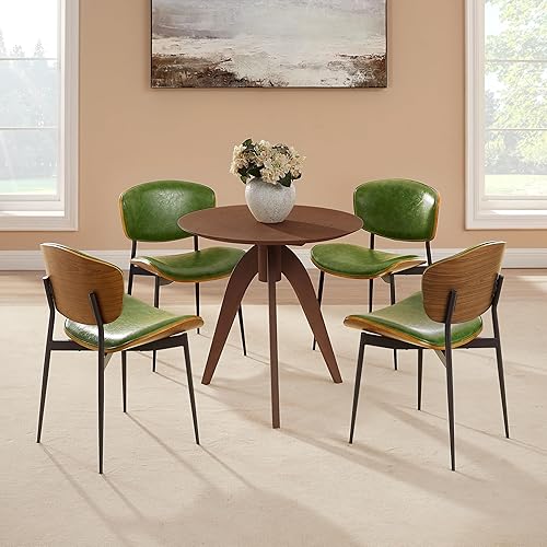 Miniatura 7 de Art Leon Sillas de comedor de piel sintética, juego de 2 sillas de escritorio modernas de mediados de siglo, sin ruedas, silla decorativa sin brazos