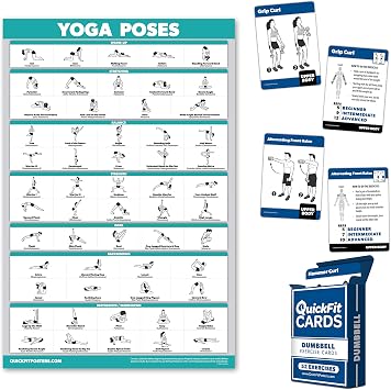 Palace Learning 2 Pack Yoga Poses Laminated Poster + Dumbbell Exercise Playing Cards