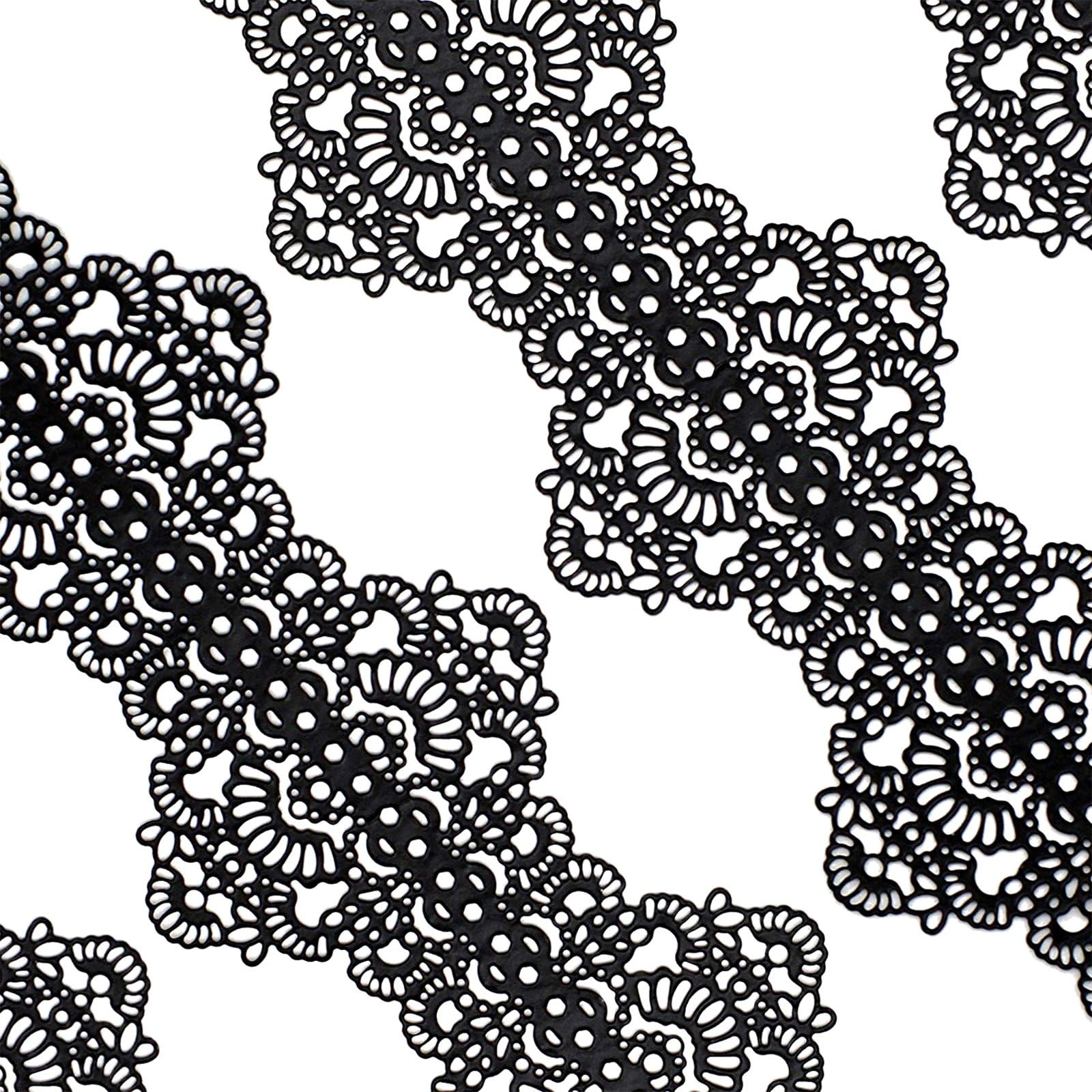 Funshowcase Large Pre-Made Ready to Use Edible Cake Lace Art Nouveau Style Applique Black 14-inch 10-piece Set